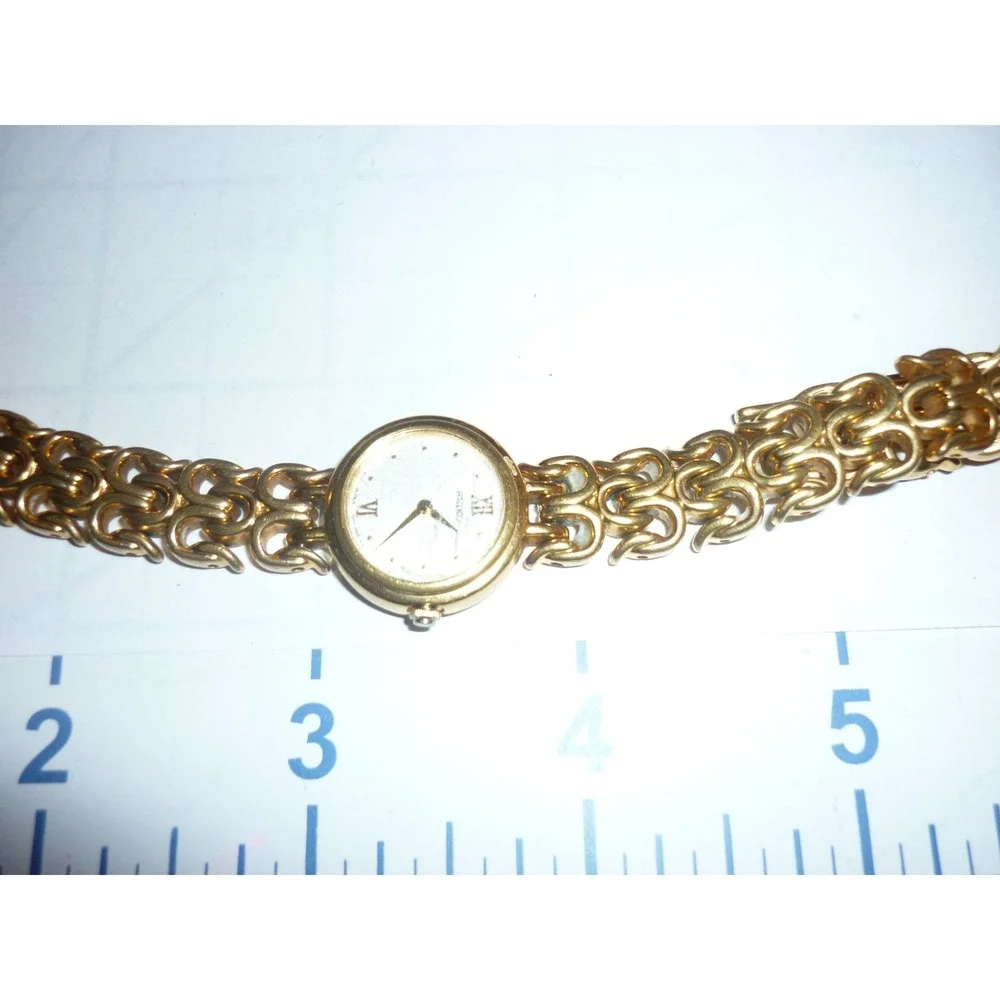 Seiko Womens Gold Tone Fancy‎ Link Bracelet Watch 1N00-1099 Roman Numeral Dial